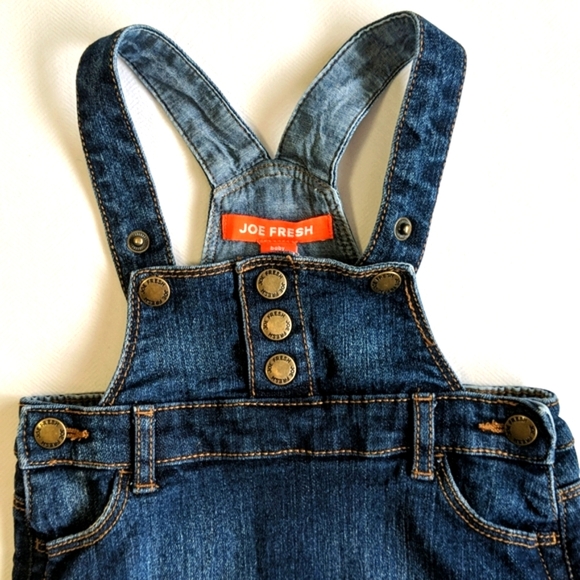 joe fresh dark wash denim jumper pinafore dress 6-12 months baby girl - Picture 2 of 5